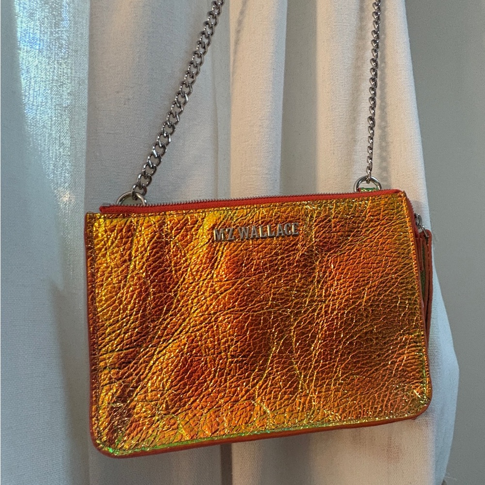 MZ Wallace Green and Orange Crossbody with Holographic Finish